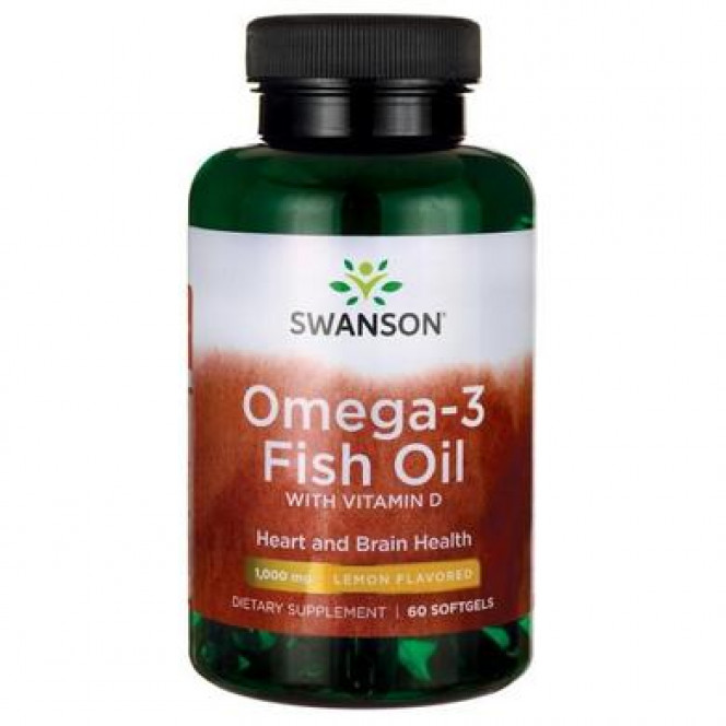 Omega-3 fish oil with vitamin D, Omega-3 Fish Oil with Vitamin D, Swanson, 1000 mg, lemon flavor, 60 gel capsules 129, z02508 .. Discounts, promotions, 100% original products. Worldwide shipping, free shipping , peace, health, cosmetics, fitness