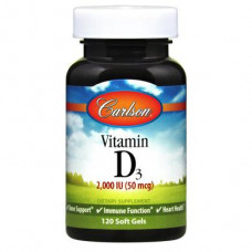 Vitamin D3, Vitamin D3, Carlson Labs, 2000 IU (50 mcg), 120 softgels, z02791
 