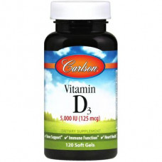 Витамин Д-3, Vitamin D3, Carlson Labs, 5000 МЕ, 120 гелевых капсул, z02795
  