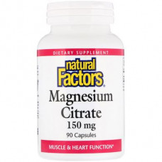 Magnesium Citrate, Natural Factors, 150 mg, 90 capsules, z02798
 