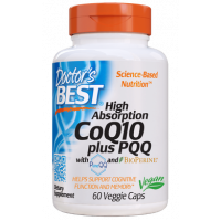 Coenzyme CoQ10 plus PQQ, High Absorption CoQ10 plus PQQ with PureQQ and BioPERINE, Doctors Best, 60 capsules, z02828
 