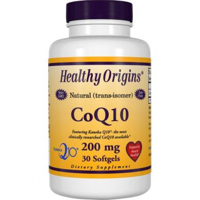 Коэнзим Q10, Kaneka (COQ10), Healthy Origins, 200 мг, 30 желатиновых капсул, z04069
  