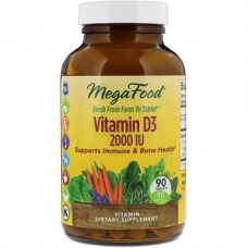 Витамин Д3, Vitamin D3, MegaFood, 2000 МЕ, 90 таблеток, z04648
  