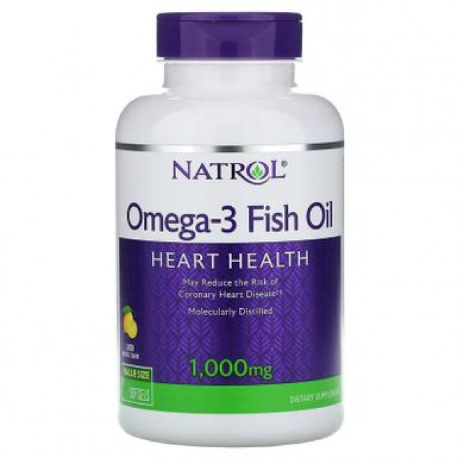 Рыбий жир (Omega-3 Fish oil), Natrol, вкус лимона, 1000 мг, 60 капсул, z04671
  