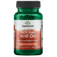 Масло криля, 100% Pure Krill Oil, Swanson, 500 мг, 60 гелевых капсул, z05141
  