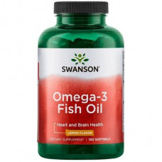 Omega-3, fish oil, Omega-3 Fish Oili, Swanson, lemon flavor, 150 softgels, z05144
 