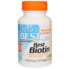 Biotin (B7), Best Biotin, Doctors Best, 5000 mcg, 120 Softgels, Z05168
 