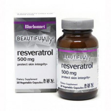 Ресвератрол, Resveratrol Beautiful Ally, Bluebonnet Nutrition, 500 мг, 30 растительных капсул, Z05213
  