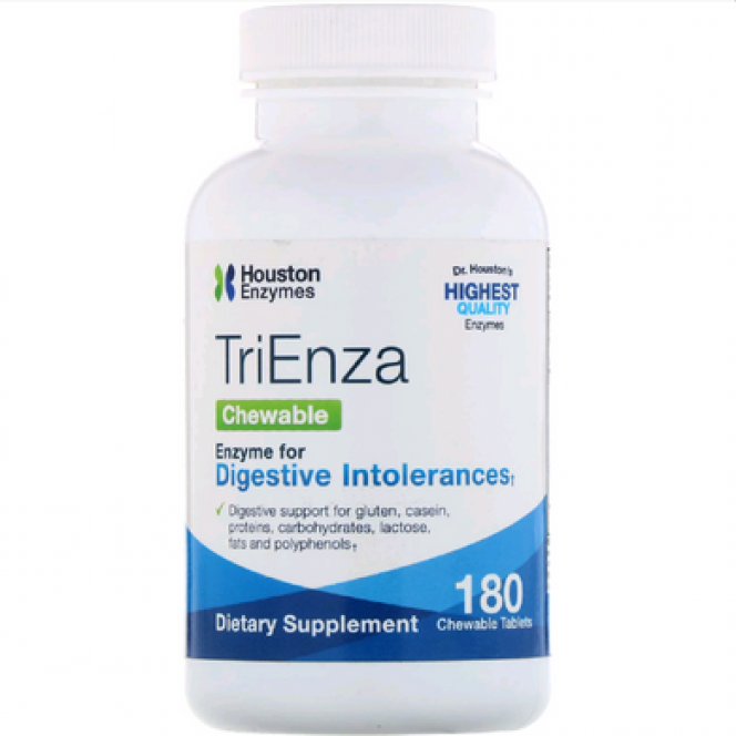 Пищеварительные ферменты TriEnza, Houston Enzymes, 180 жевательных таблеток, Z05237
  