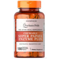 Papaya Enzymes, Chewable Super Papaya Enzyme Plus, Puritans Pride, 180 Chewable Tablets, Z05361
 