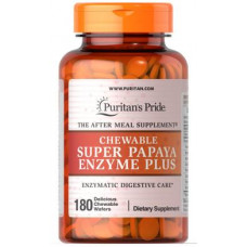 Papaya Enzymes, Chewable Super Papaya Enzyme Plus, Puritans Pride, 180 Chewable Tablets, Z05361
 