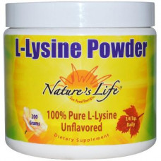 L-лизин, L-Lysine Powder, Unflavored, Natures Life, 200 г, Z05754
  