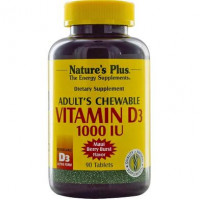 Natures Plus Chewable Vitamin D3 Adult, 1000 IU, Berry Flavor, 90 Tablets, Z05770
 