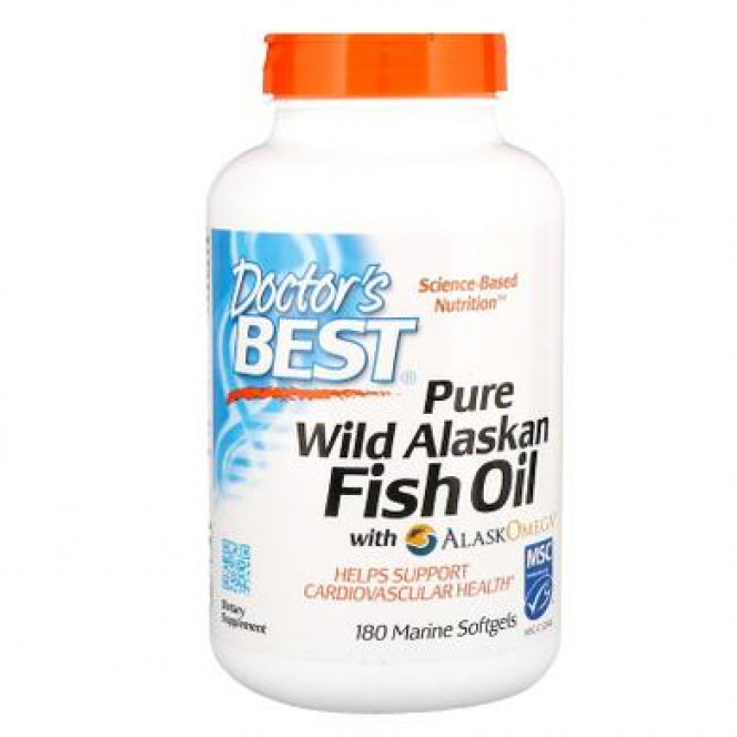 Аляскинский рыбий жир (Омега-3), Fish Oil with AlaskOmega, Doctor's Best, 180 капсул, Z05777
  