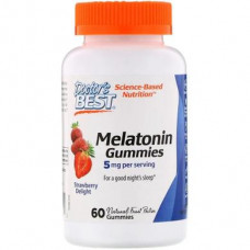 Melatonin, Melatonin Gummies, Doctors Best, 5 mg, Strawberry Flavor, 60 Gummies, Z05785
 