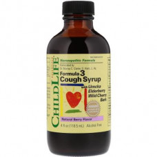 Cough Syrup, Formula 3, Alcohol Free, Essentials, ChildLife, Berry Flavor, 118.5 ml, Z05798
 