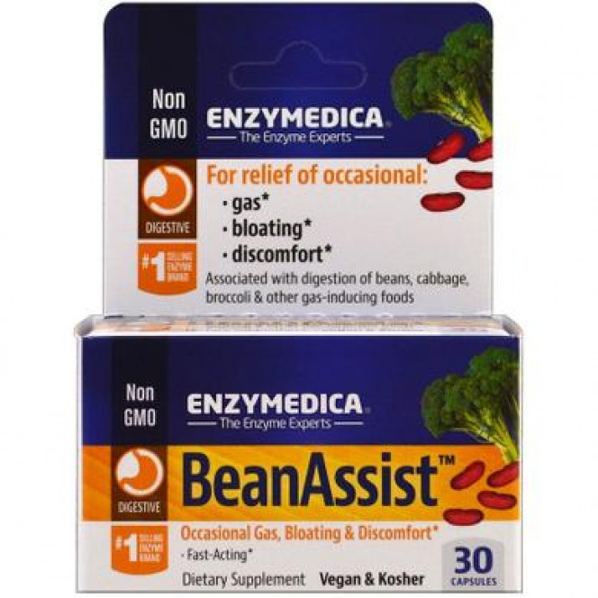 Enzyme for the digestion of complex carbohydrates, BeanAssist, Enzymedica, 30 capsules 205, Z05850 .. Discounts, promotions, 100% original products. Worldwide shipping, free shipping, world, health, cosmetics, fitness