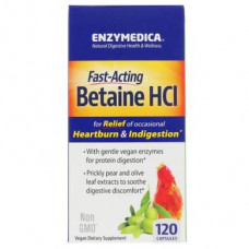 Бетаин, Betaine HCI, Enzymedica, 120 капсул, Z05853
  