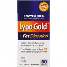 Enzymes for Fat Digestion, Lypo Gold, For Fat Digestion, Enzymedica, 60 Capsules, Z05861
 