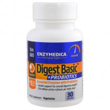 Ферменты и пробиотики, Digest Basic+Probiotics, Enzymedica, 30 капсул, Z05872
  