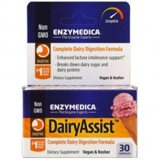 Ферменты для переваривания лактозы, DairyAssist, Enzymedica, для веганов, 30 капсул, Z05873
  