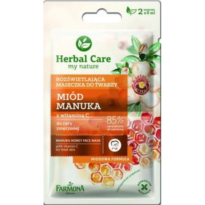 Маска для выравнивания тона лица Мед Манука, Herbal Care Manuka Honey Face Mask, Farmona, 2 x 5 мл, Z06673
  