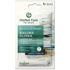 Очищающая маска для лица Зеленая глина, Herbal Care Green Clay Face Mask, Farmona, 2 x 5 мл, Z06675
  