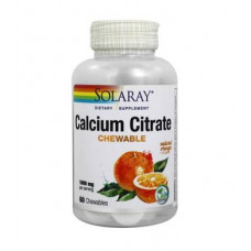 Цитрат кальция, Calcium Citrate, Solaray, 1000 мг, вкус апельсина, 60 жевательных таблеток, Z06772
  