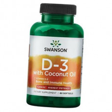 Ultra Powerful Vitamin D-3 with Coconut Oil, Swanson, 5000 IU, 60 Softgels, Z06778
 