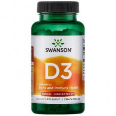 Vitamin D3 - High Potency, Vitamin D3 - High Potency, Swanson, 1000 IU, 250 Capsules, Z06780
 