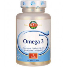 Omega-3, Omega 3 Fish 180/120, Kal, 1000 mg, 60 Softgels, Z06789
 