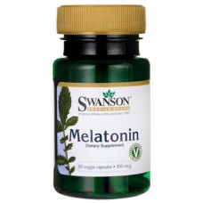 Мелатонин, Melatonin, Swanson, 500 мкг, 60 вегетарианских капсул, Z06818
  