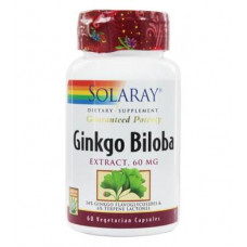 Ginkgo Biloba, Ginkgo Biloba Leaf Extract, Solaray, 60 mg, 60 Veggie Caps, Z06834
 