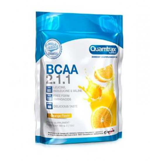 Комплекс аминокислот БЦАА, BCAA 2:1:1, Quamtrax, вкус апельсин, 500 г, Z06956
  