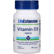 Vitamin D-3, Vitamin D3, Life Extension, 1000 IU, 90 Softgels, Z07028
 