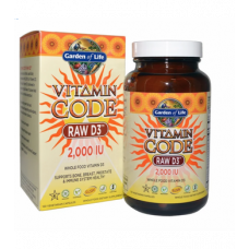 Vitamin D3, Vitamin Code Raw D3, 2000 IU, Garden of Life, 60 Capsules, Z07057
 