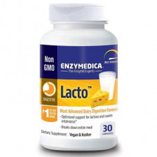 Digestive Enzymes, Lacto, Most Advanced Dairy Digestion Formula, Enzymedica, 30 Capsules, Z07126
 