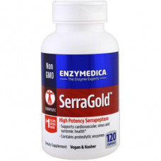 Протеолитические ферменты, SerraGold, High Potency Serrapeptase, Enzymedica, серрапептаза для сердца, 120 капсул, Z07128
  