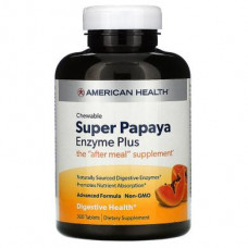 Ферменты + папайя, Super Papaya Enzyme Plus, American Health, 360 жевательных таблеток, Z07138
  