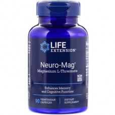 Магний L-треонат, Magnesium L-Threonate, Neuro-Mag, Life Extension, 90 растительных капсул, Z07174
  