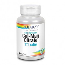 Кальций и Магний, Cal-Mag Citrate, High Potency, Solaray, 90 капсул, Z07180
  