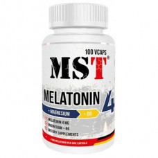 Мелатонин 4 + Магний + В6, Melatonine 4 + Magnesium + B6, MST Nutrition, 100 растительных капсул, Z07347
  