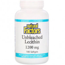 Lecithin, Unbleached Lecithin, Natural Factors, 1200 mg, 180 Softgels, Z07824
 