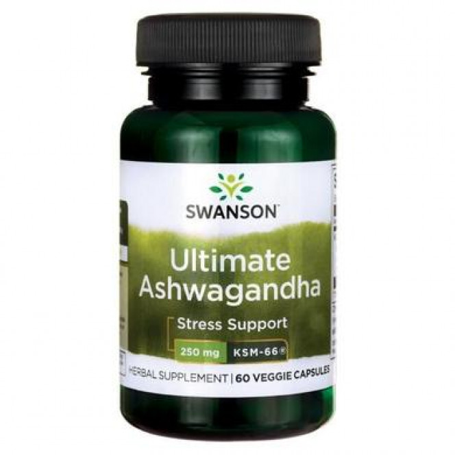 Ашвагандха, экстракт корня, Ultimate Ashwagandha, Swanson, 250 мг, 60 вегетарианских капсул, Z07887
  