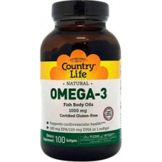 Omega-3, Fish Oil, Country Life, 1000 mg, 100 Softgels, Z08414
 