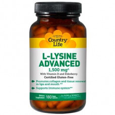 L-Lysine Advance, L-Lysine Advanced, Country Life, 1500 mg, 180 Veggie Caps, Z08415
 