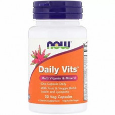 Мультивитамины и минералы, Daily Vits, Multi Vitamin & Mineral, Now Foods, 1 в день, 30 растительных капсул, Z08438
  