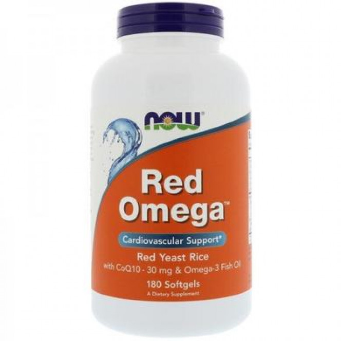 Красный рис и Q10 (Red Omega), Now Foods, 30 мг, 180 гелевых капсул, Z08455
  