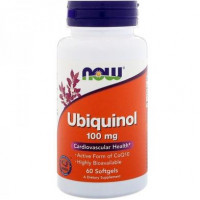 Убихинол (CoQ10), Ubiquinol, Now Foods, 100 мг, 60 гелевых капсул, Z08460
  