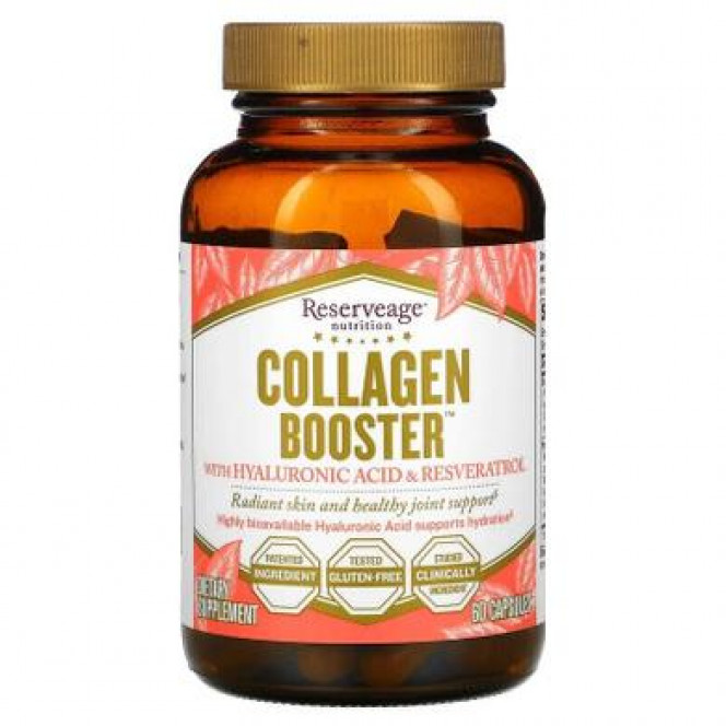 Collagen with hyaluronic acid and resveratrol, Collagen Booster, ReserveAge Nutrition, 60 capsules 1 180, Z08478 .. Discounts, promotions, 100% original products. Worldwide shipping, free shipping, world, health, cosmetics, fitness